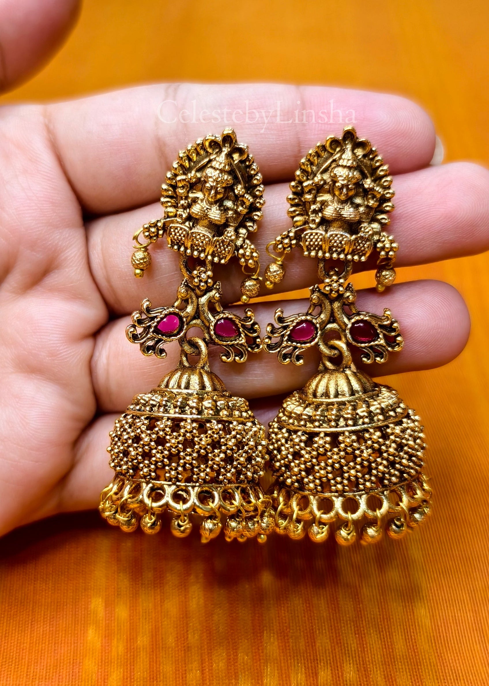 Lakshmi Mayura Jhumka with stone - CBL0030
