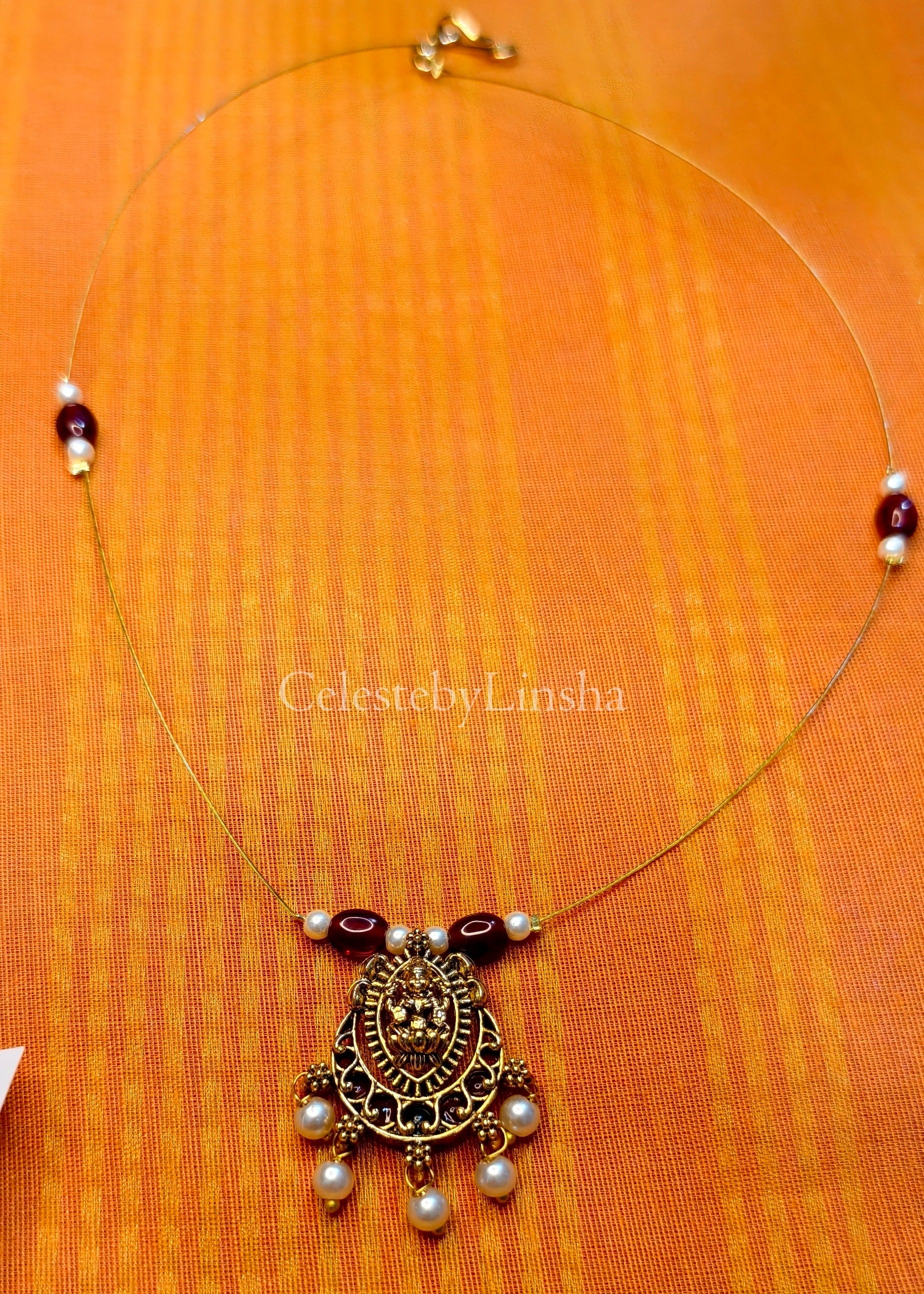 Lakshmi Pendant invisible Necklace set - CBL0016