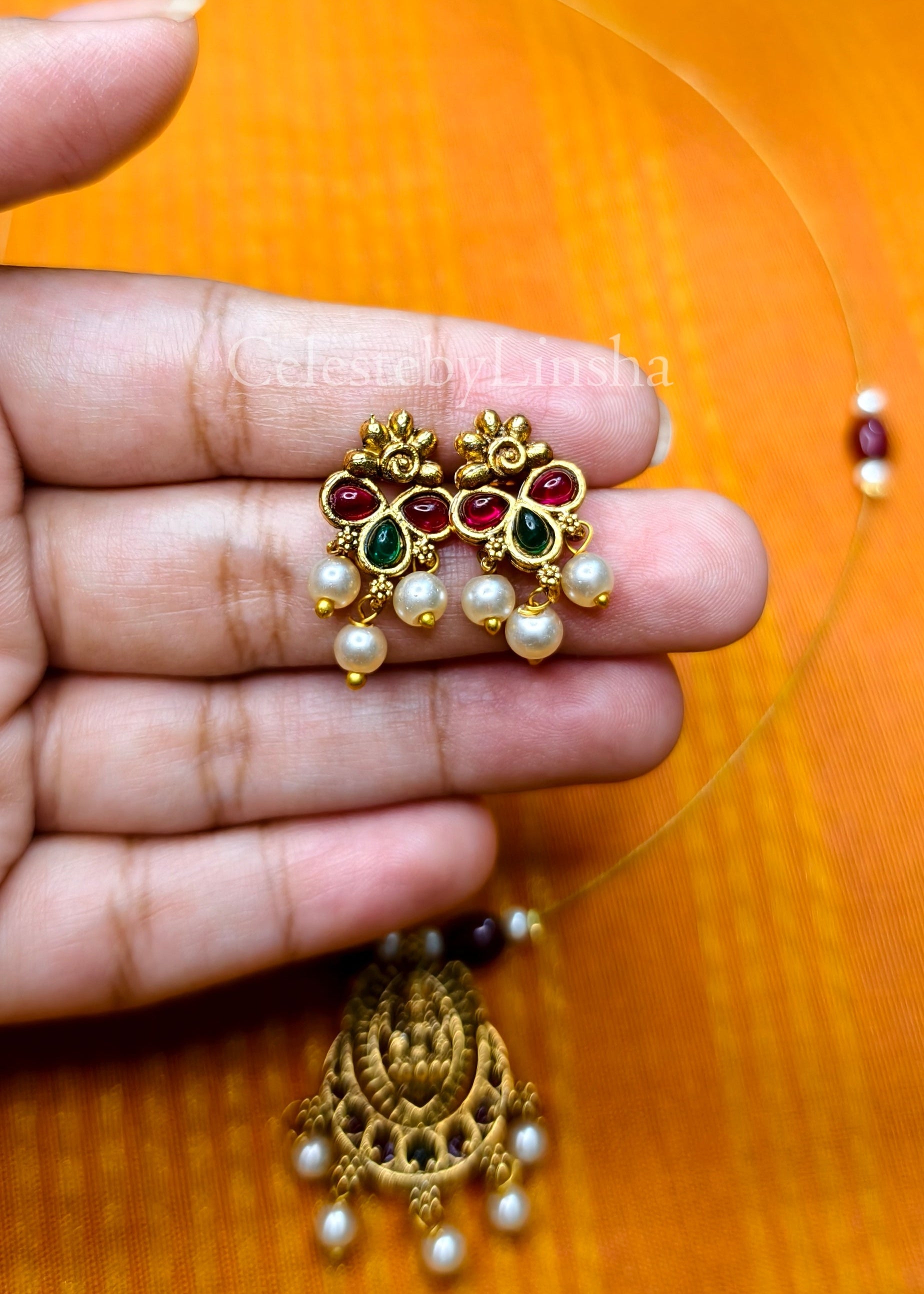 Lakshmi Pendant invisible Necklace set - CBL0016