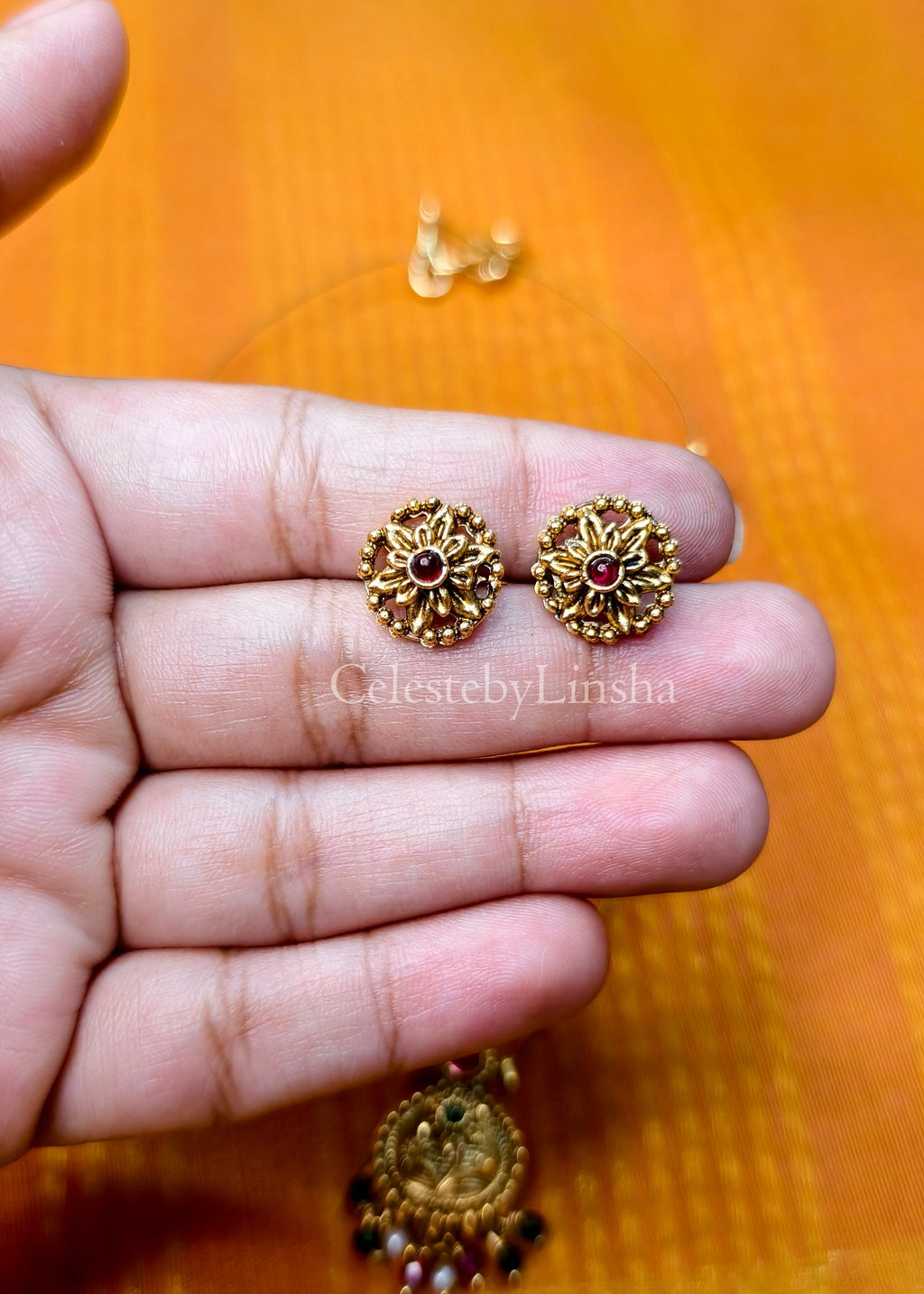 Floral Pendant invisible chain Necklace set -CBL0017