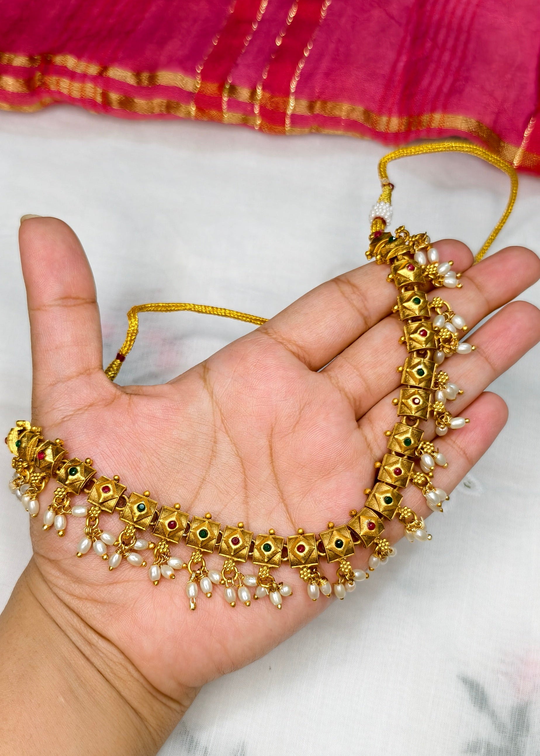 Pearl Drop Block Necklace Set -CBL0018