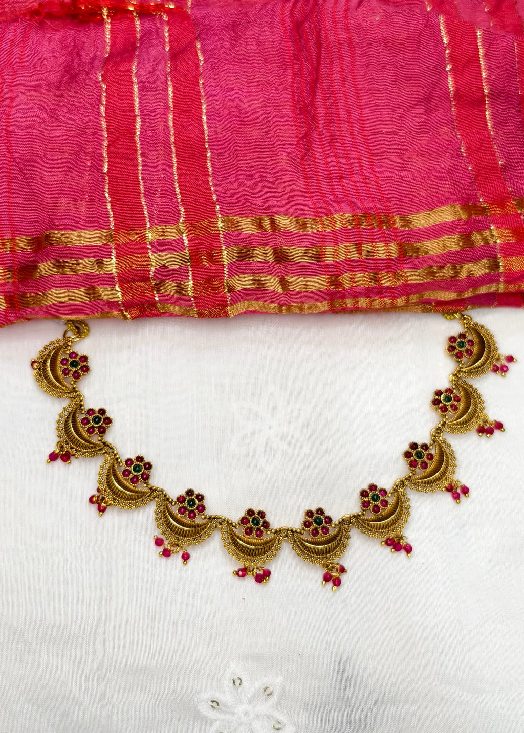 Chandrakor- Half Moon Floral Necklace set - CBL0020