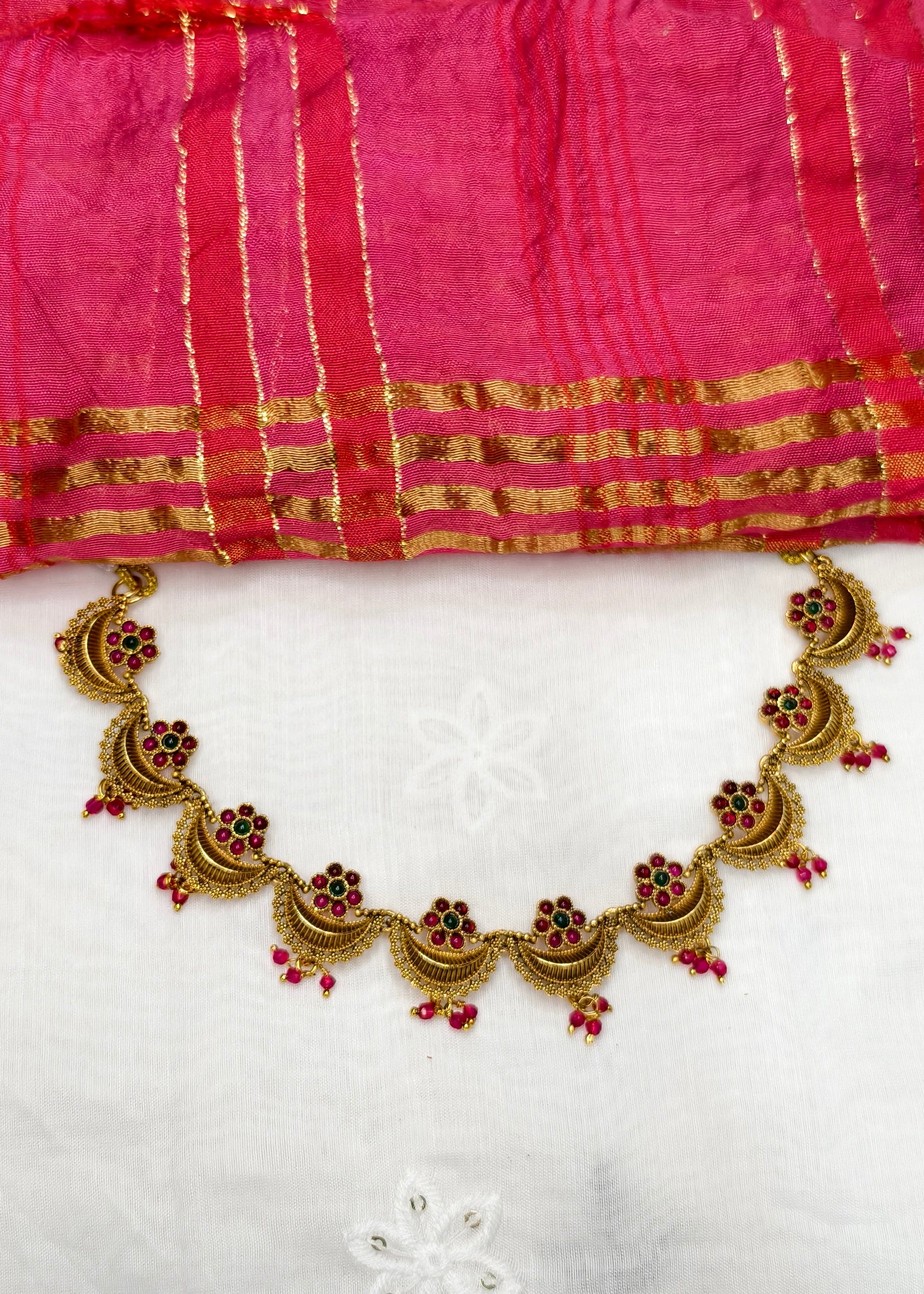 Chandrakor- Half Moon Floral Necklace set - CBL0020