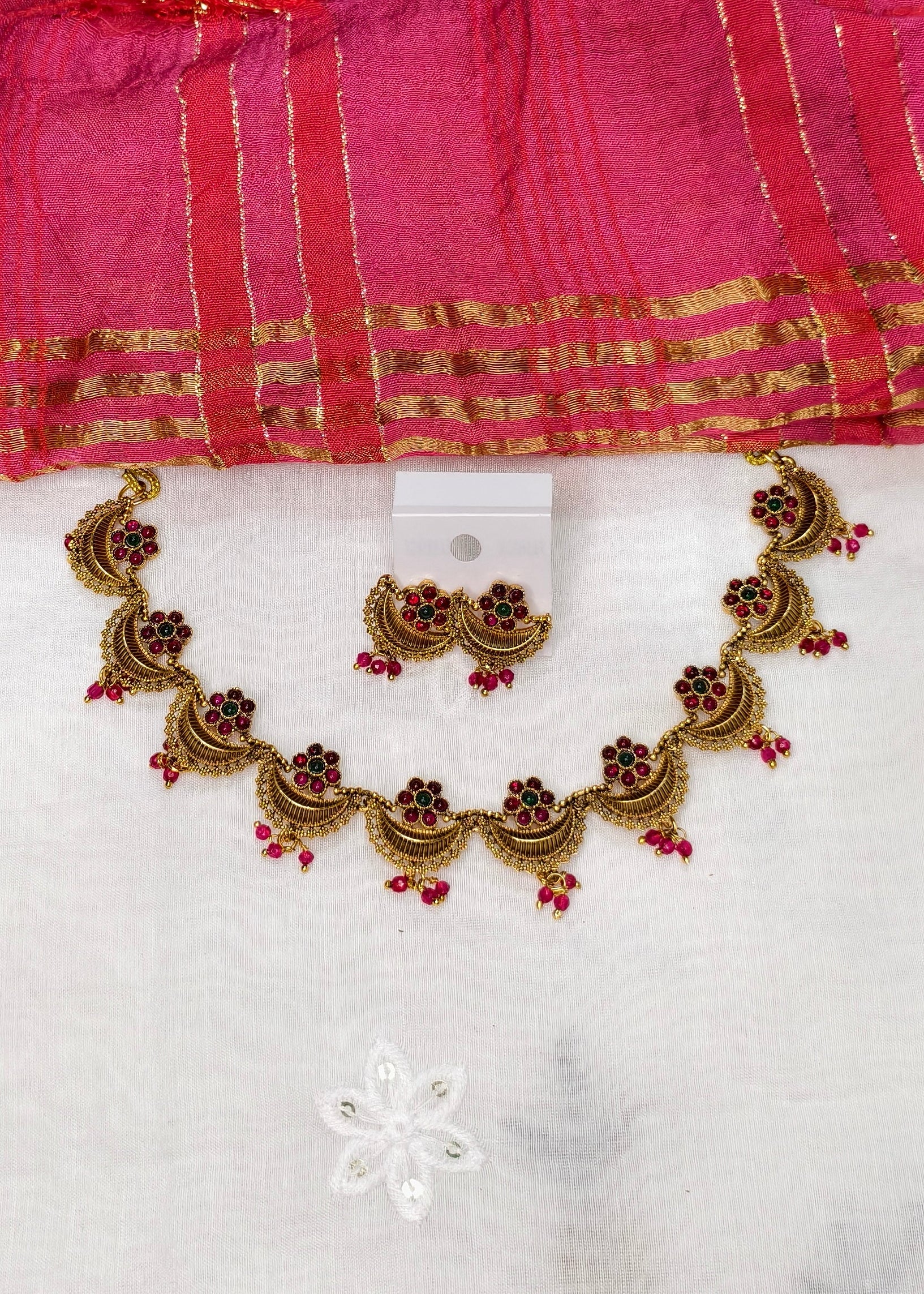 Chandrakor- Half Moon Floral Necklace set - CBL0020