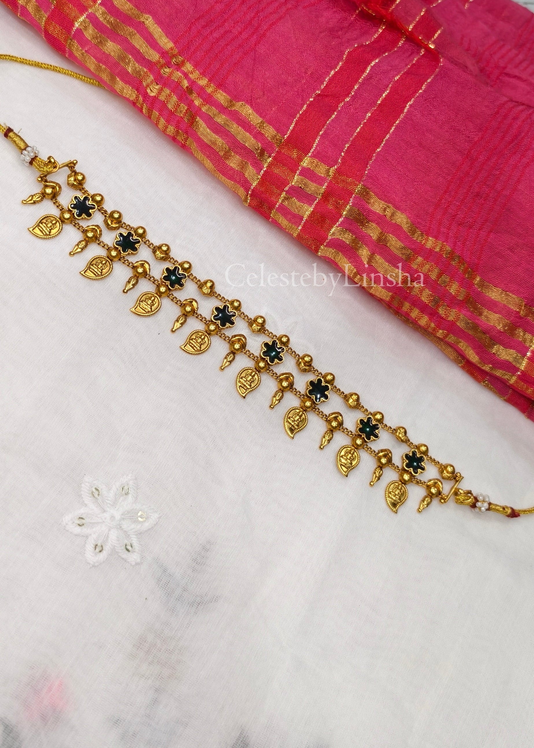 Aishwarya Lakshmi Choker Necklace set (Green) - CBL0026