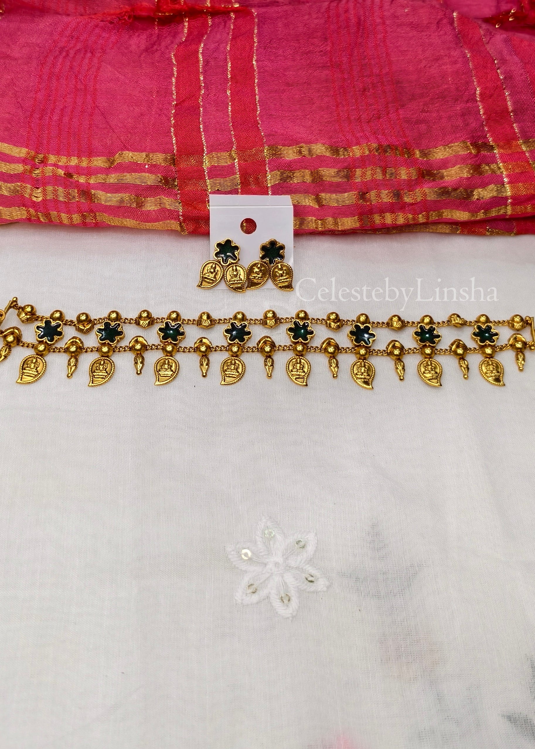 Aishwarya Lakshmi Choker Necklace set (Green) - CBL0026