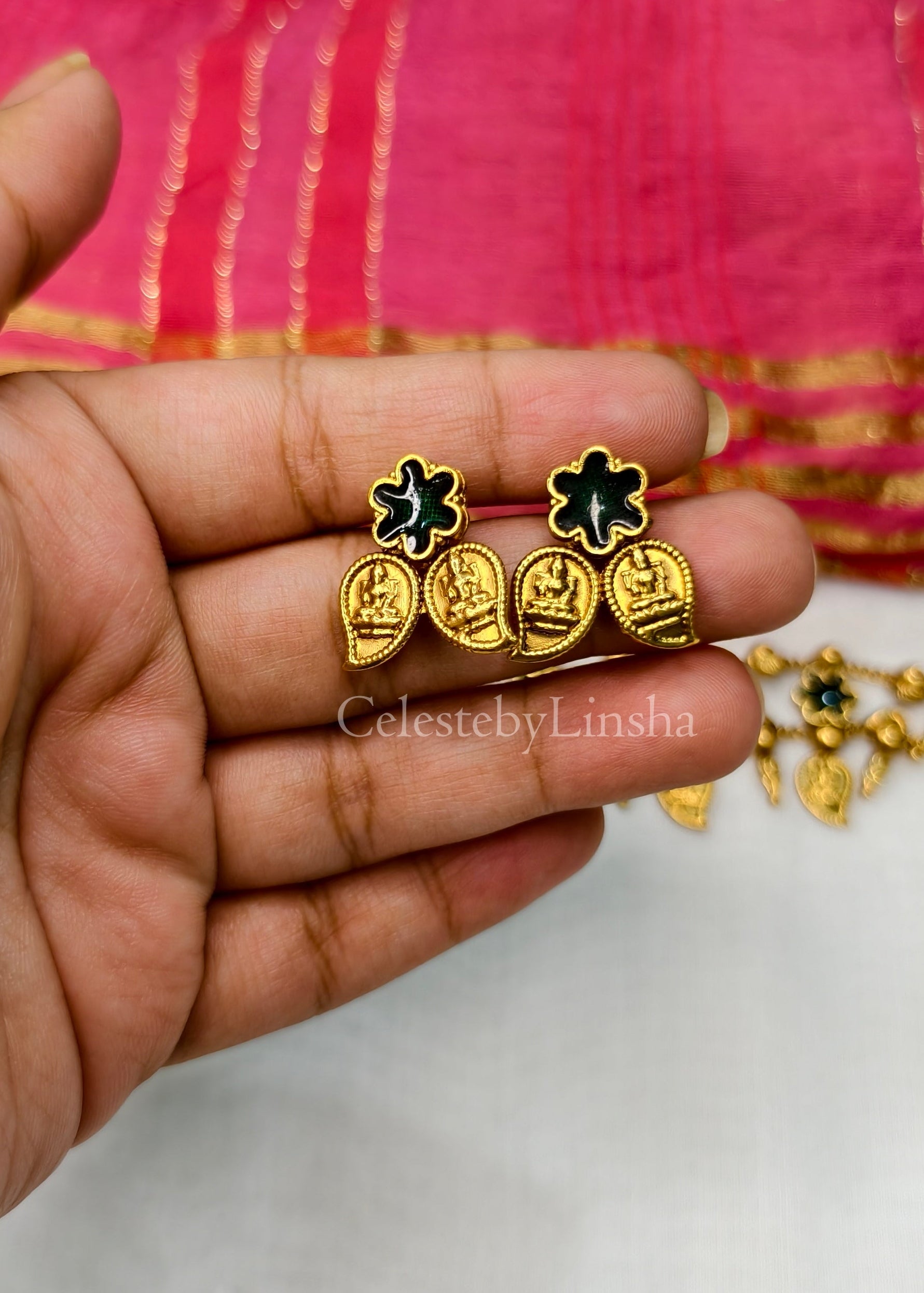 Aishwarya Lakshmi Choker Necklace set (Green) - CBL0026