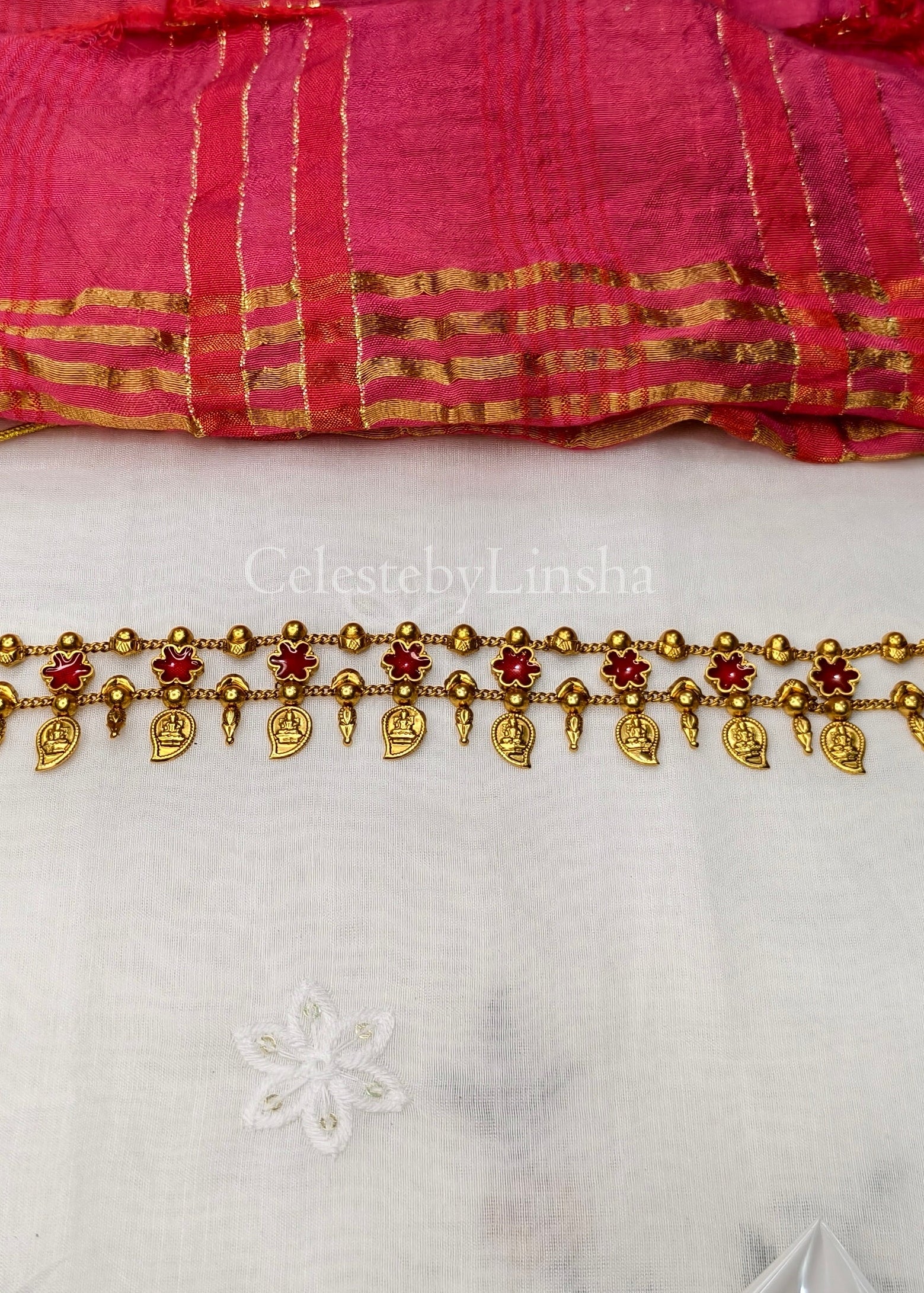 Aishwarya Lakshmi Choker Necklace set (Red) - CBL0025