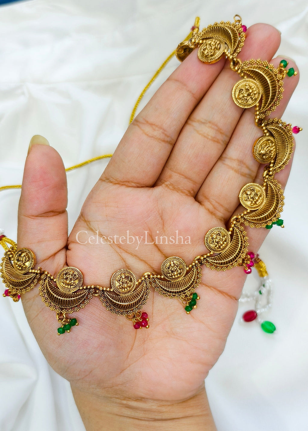 Chandrakor- Halfmoon Lakshmi coin necklace set -CBL0019