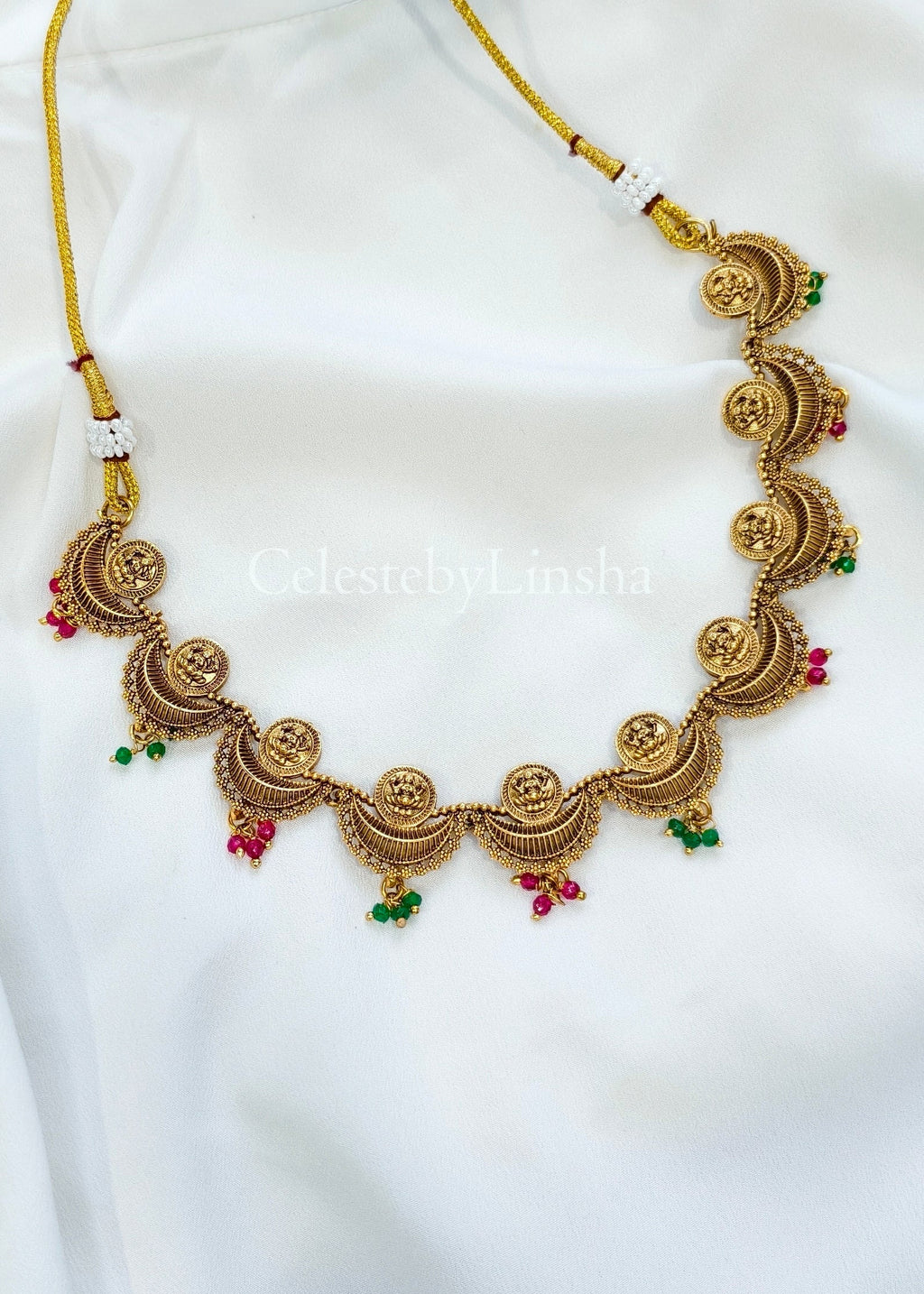 Chandrakor- Halfmoon Lakshmi coin necklace set -CBL0019