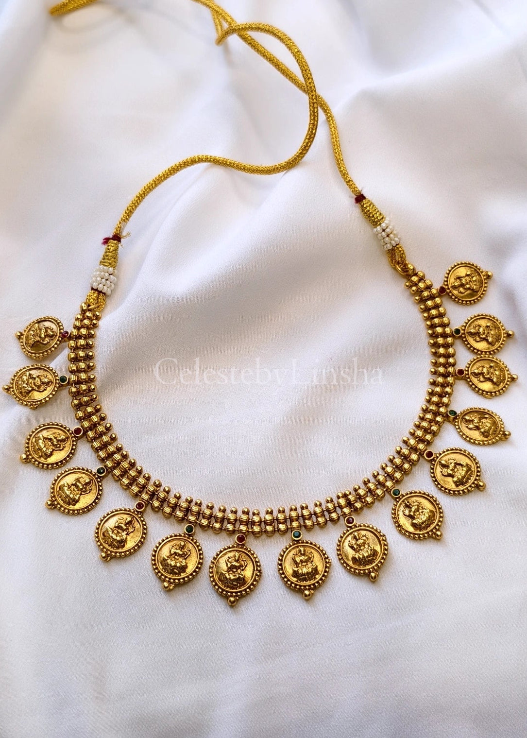 Lakshmi Devi Coin Necklace Set - CBL0008