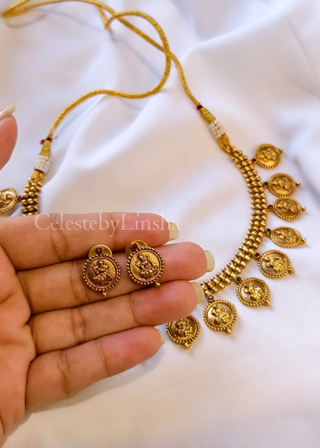 Lakshmi Devi Coin Necklace Set - CBL0008