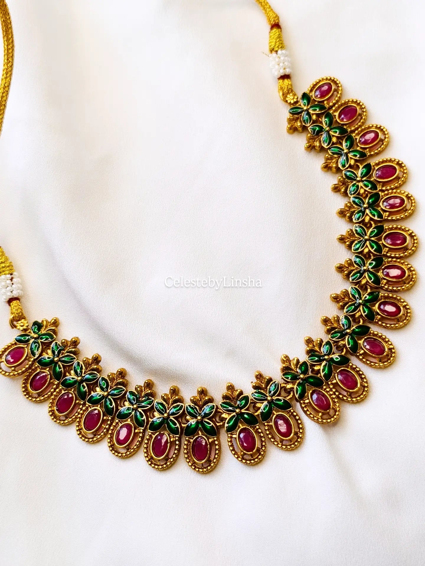 Floral Ruby necklace set - CBL0004