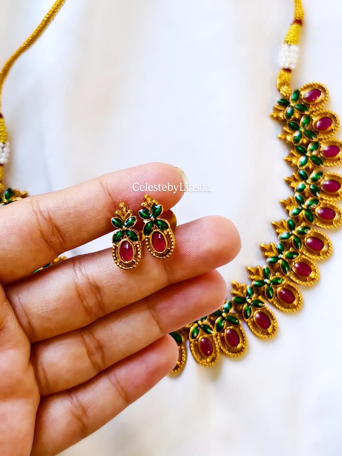 Floral Ruby necklace set - CBL0004