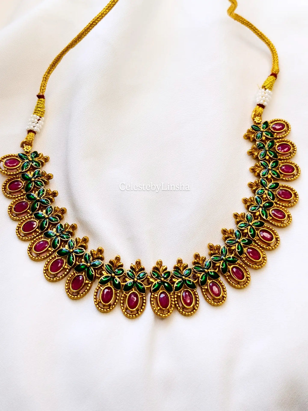 Floral Ruby necklace set - CBL0004