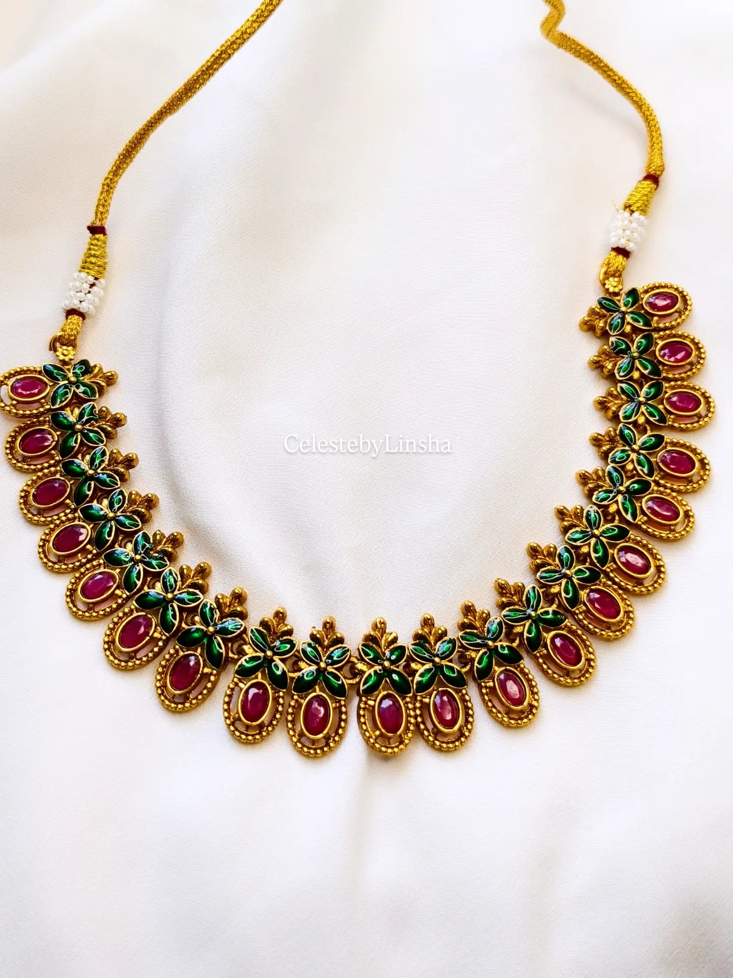 Floral Ruby necklace set - CBL0004