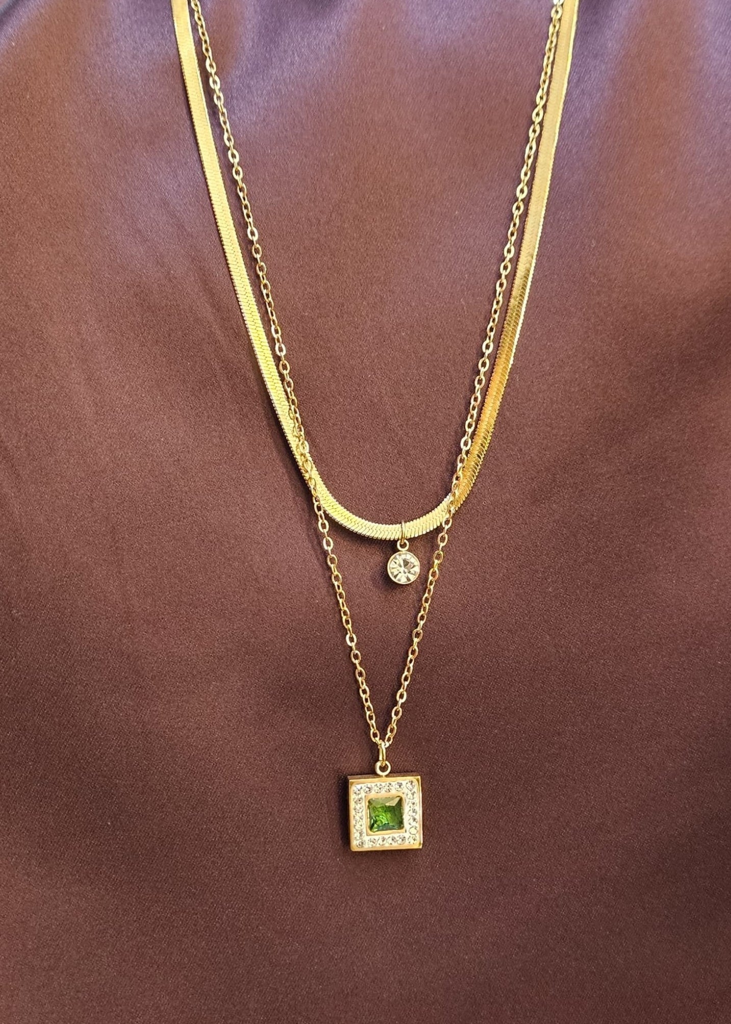Diamond & Emerald Double Necklace